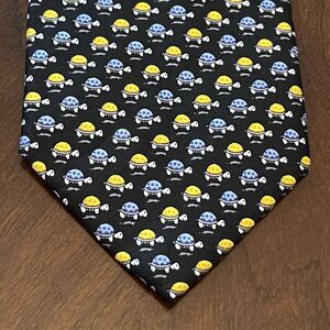 Nwt J.S Blank & Co. Blue Gold 100% Silk Mens Neck Tie Made In China turtle print